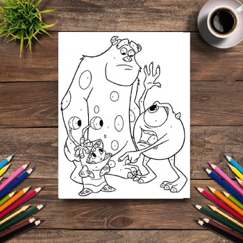 Monster inc coloring pages cute coloring book for kids pages instant download