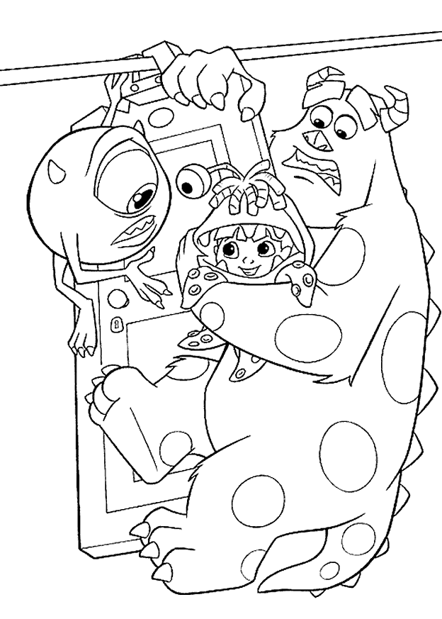 Kids under monsters inc coloring pages