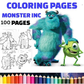 Monster inc coloring pages cute coloring book for kids pages instant download