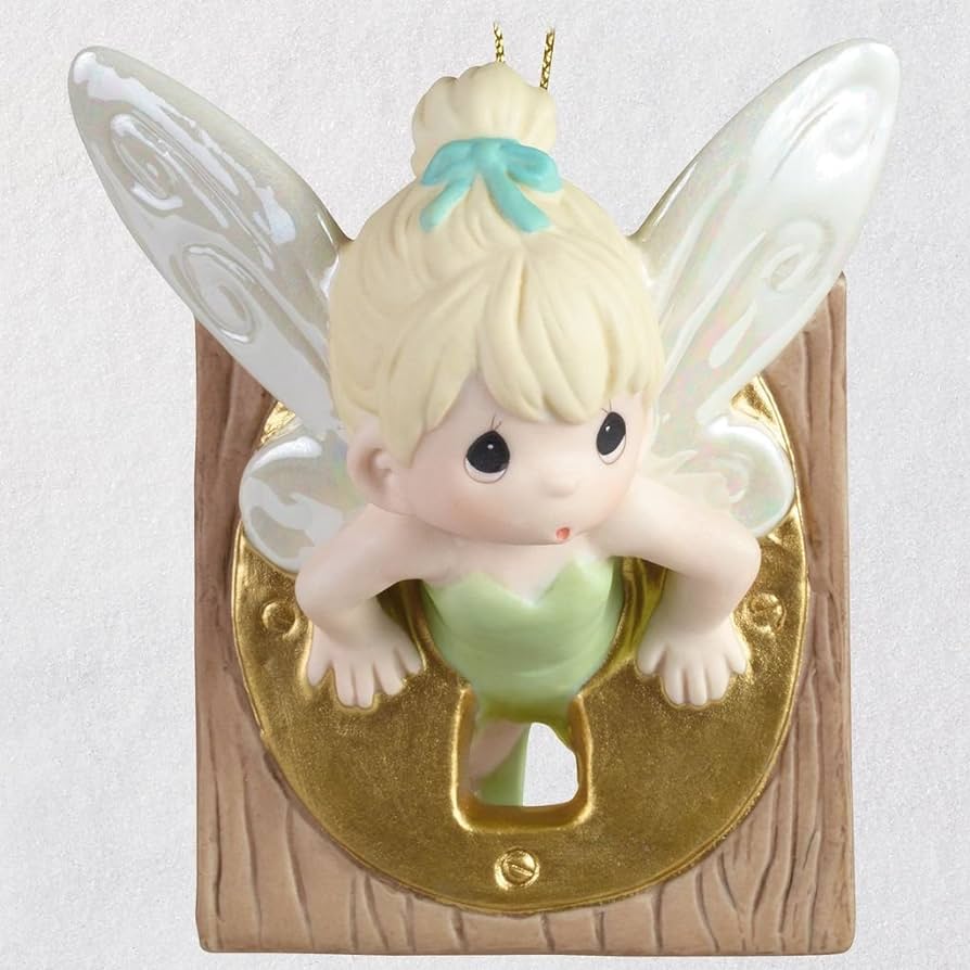 Hallmark limited edition disney peter pan tinker bell precious moments porcelain ornament home kitchen