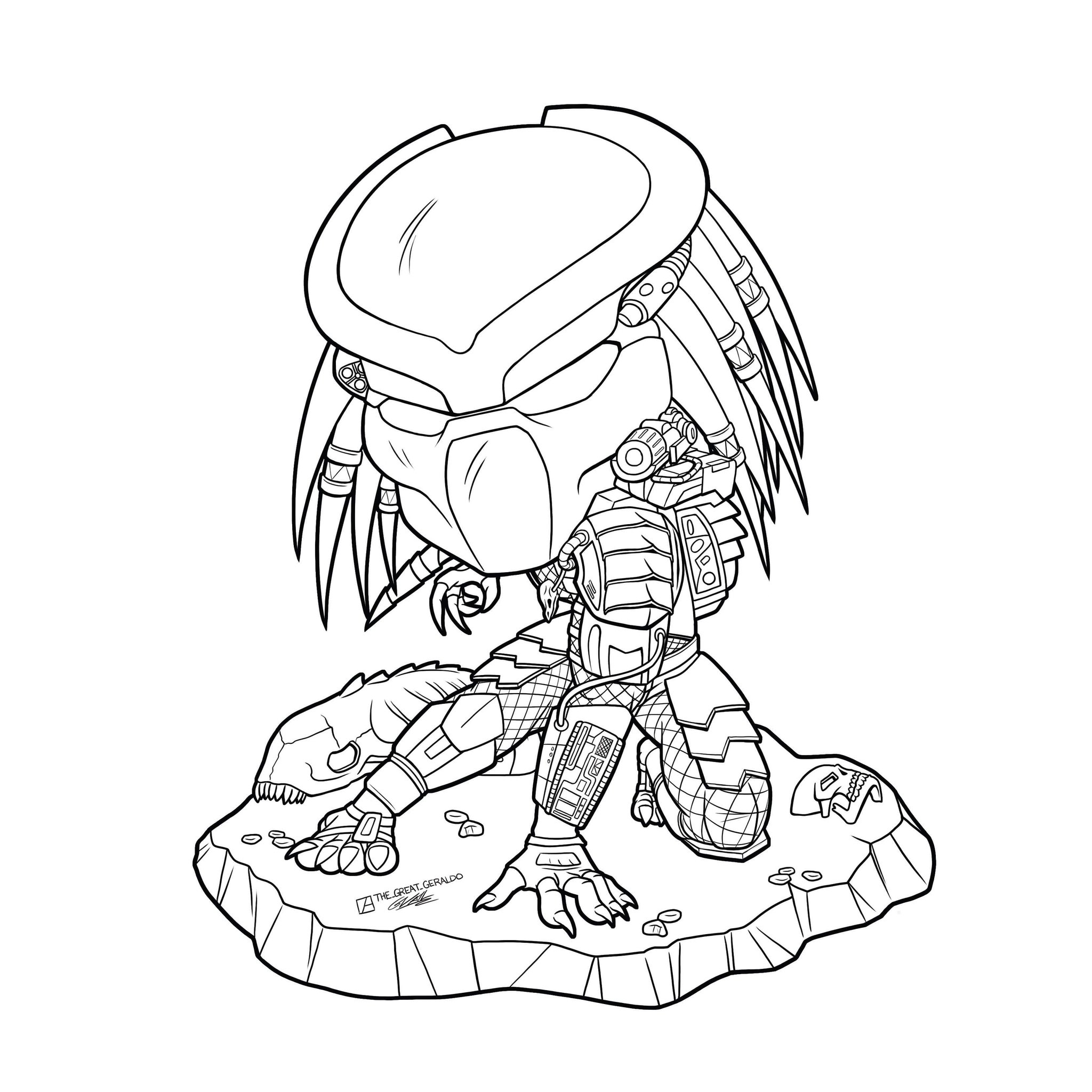 Gerry vail on x inktober day hide featuring the predator inktober inktober chibiart chibi chibidrawing drawings art cute icart illustrations illustrationdrawing lineart digitalart predator alienvspredator predators