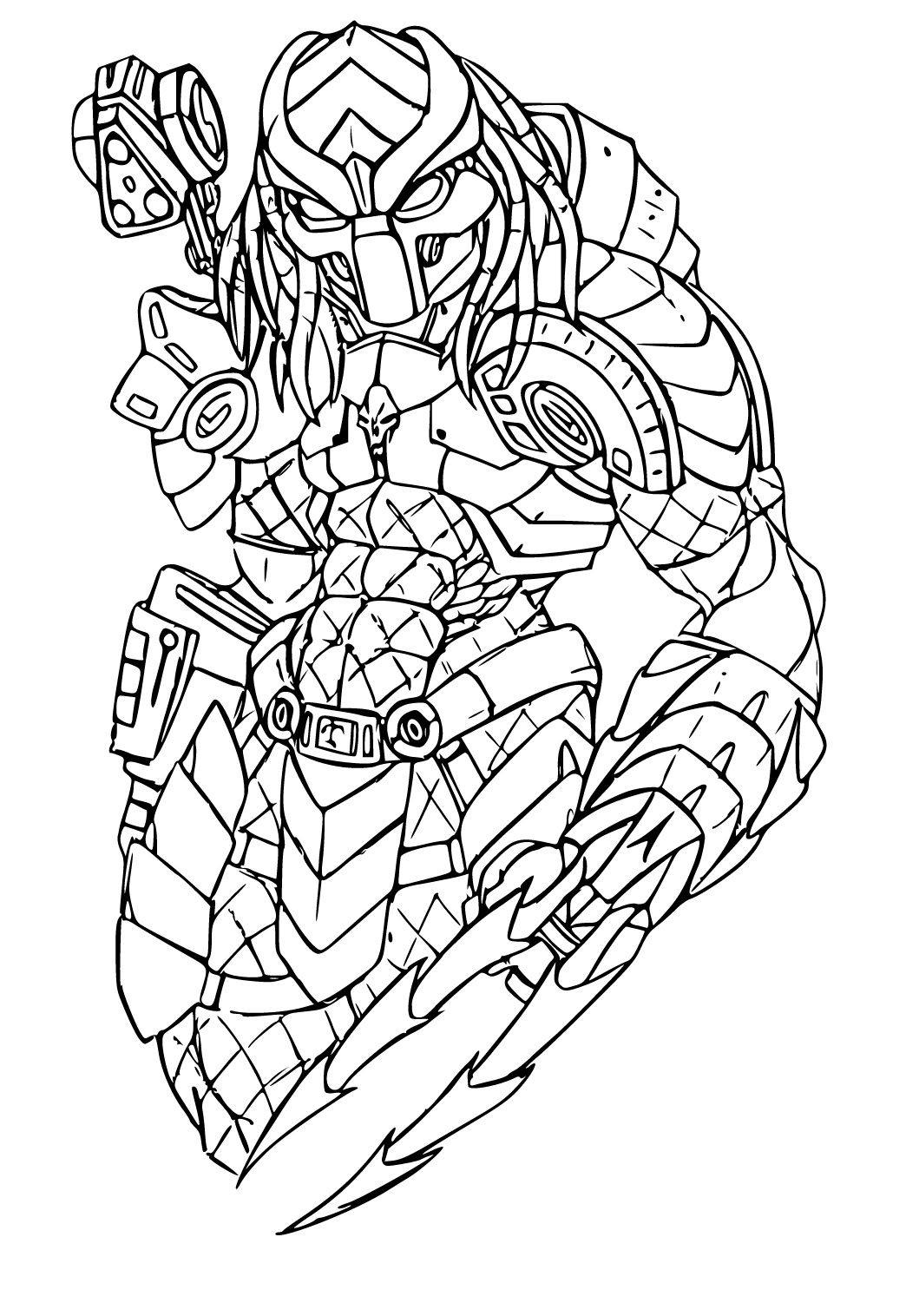 Free printable predator weapon coloring page sheet and picture for adults and kids girls and boys