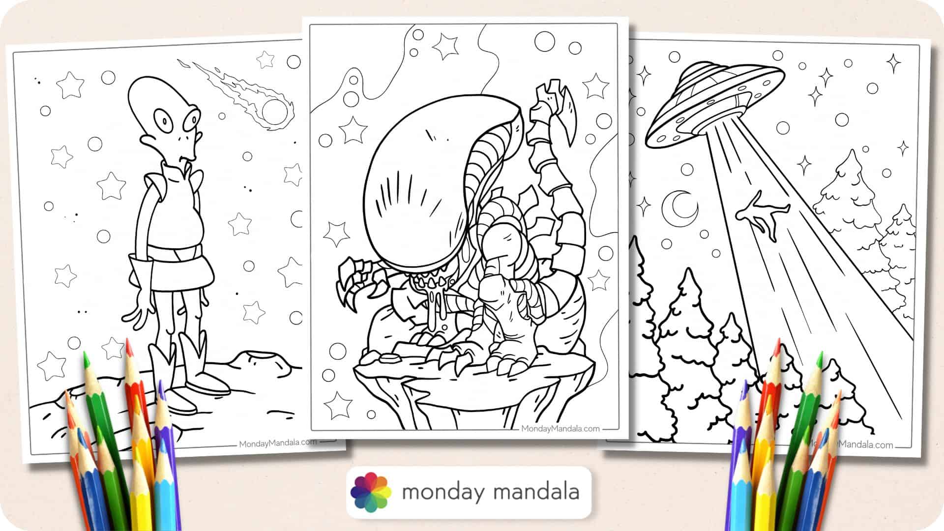 Alien coloring pages free pdf printables