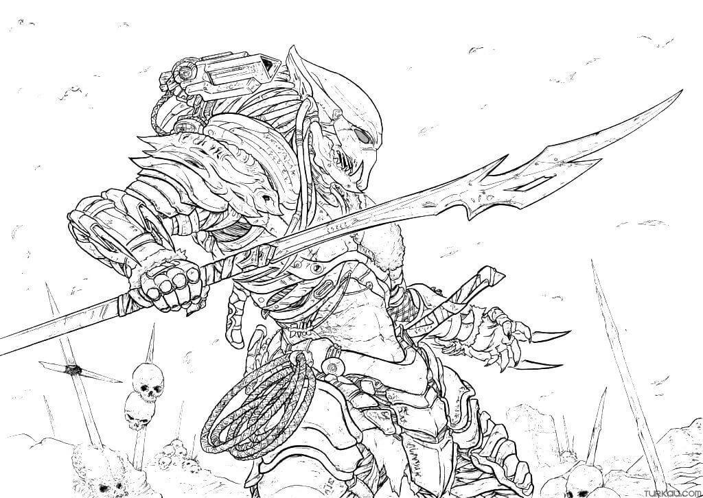 Hard predator coloring page