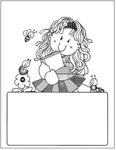 Maestra preescolar para colorear libro de artista dibujos bordes