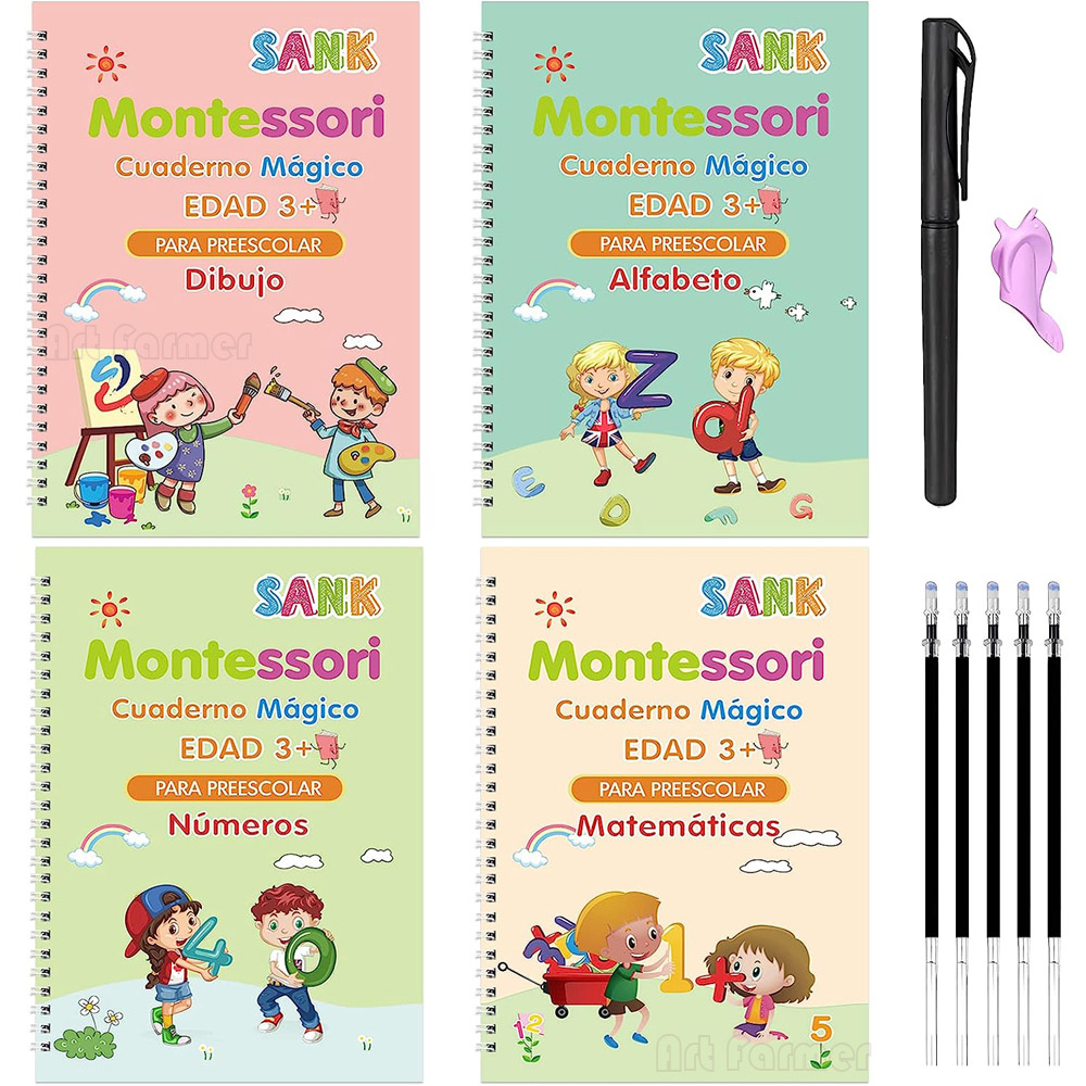 Book magic writing book in panih calligraphy notebook monteori kid reuable educational calligraphic letter practice toy