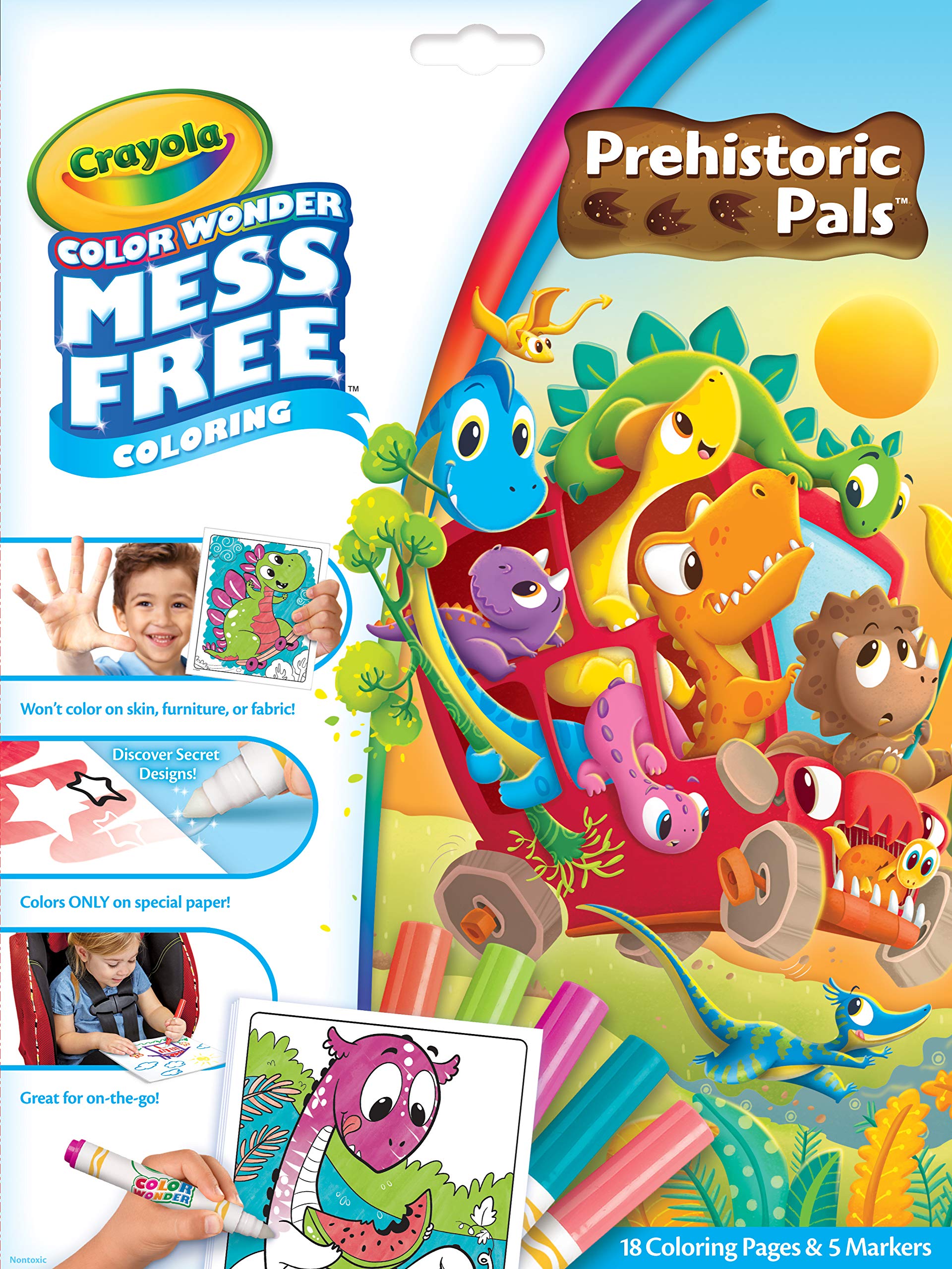 Crayola color wonder prehistoric pals dinosaur coloring pages mess free coloring for toddlers dinosaur toys gift for kids ages toys games