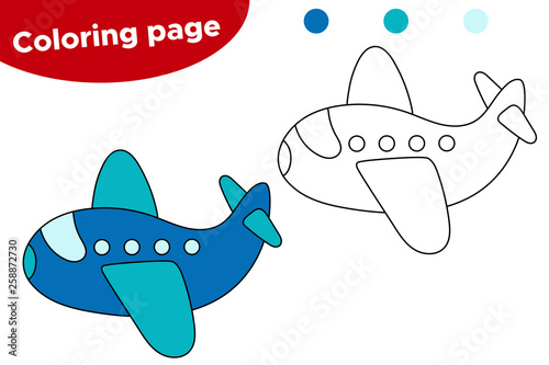 Vector illustration of black and white aircraft coloring book page for preschool kids cartoon plane vector