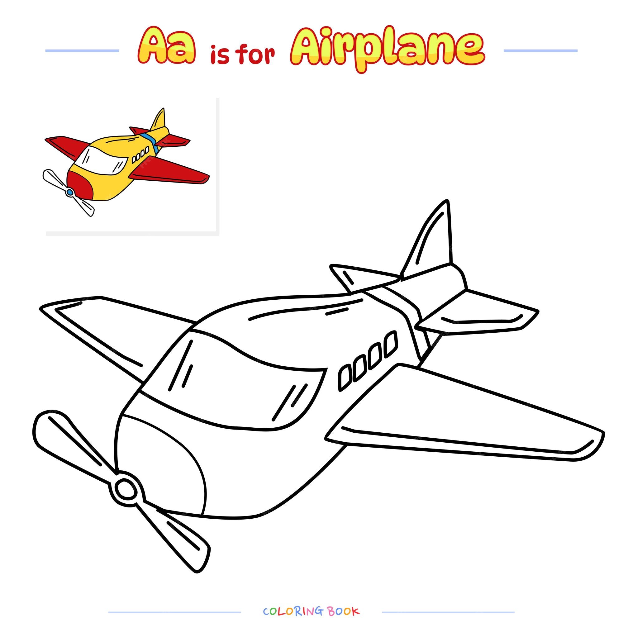 Premium vector coloring page airplane