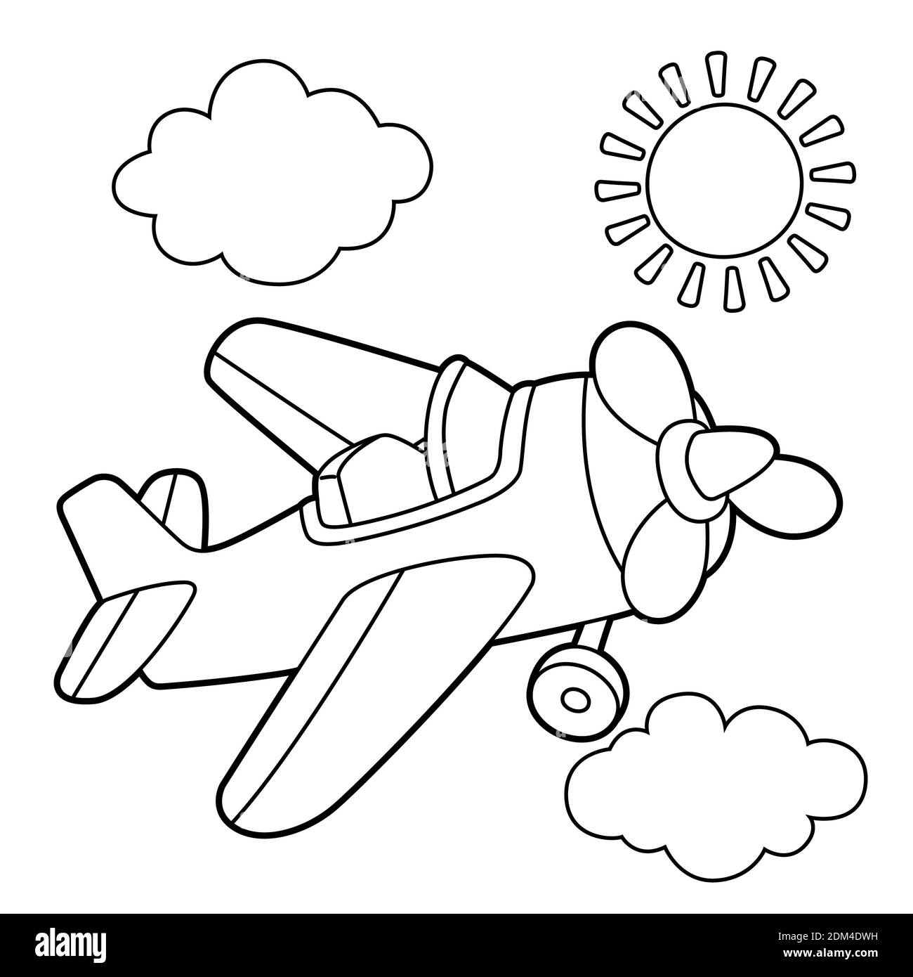 Propeller plane coloring page provides hours of coloring fun for children to color this page is very easy suitable for little kids and toddlers stock photo