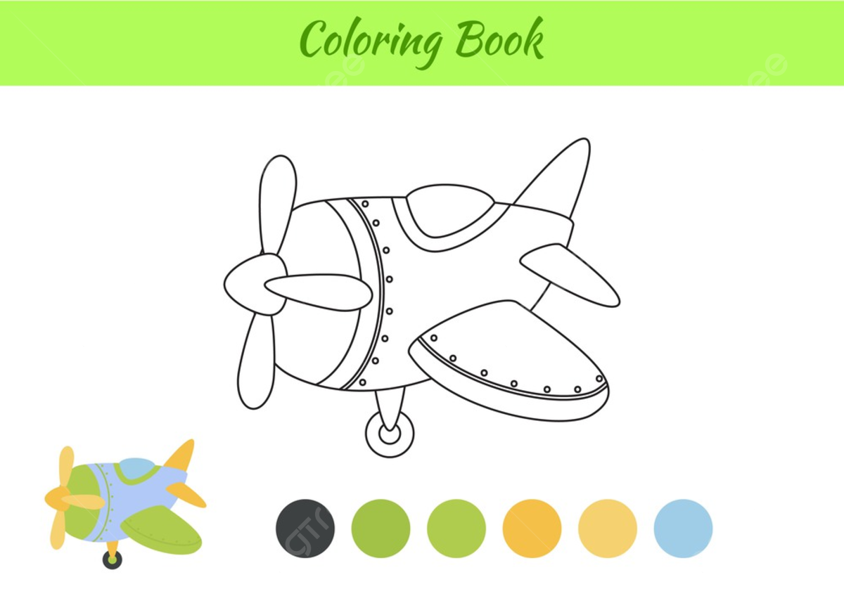Airplane coloring vector png images coloring book airplane for children educational plane activity png image for free download