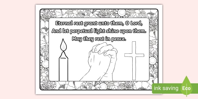 All souls day art colouring page teacher made