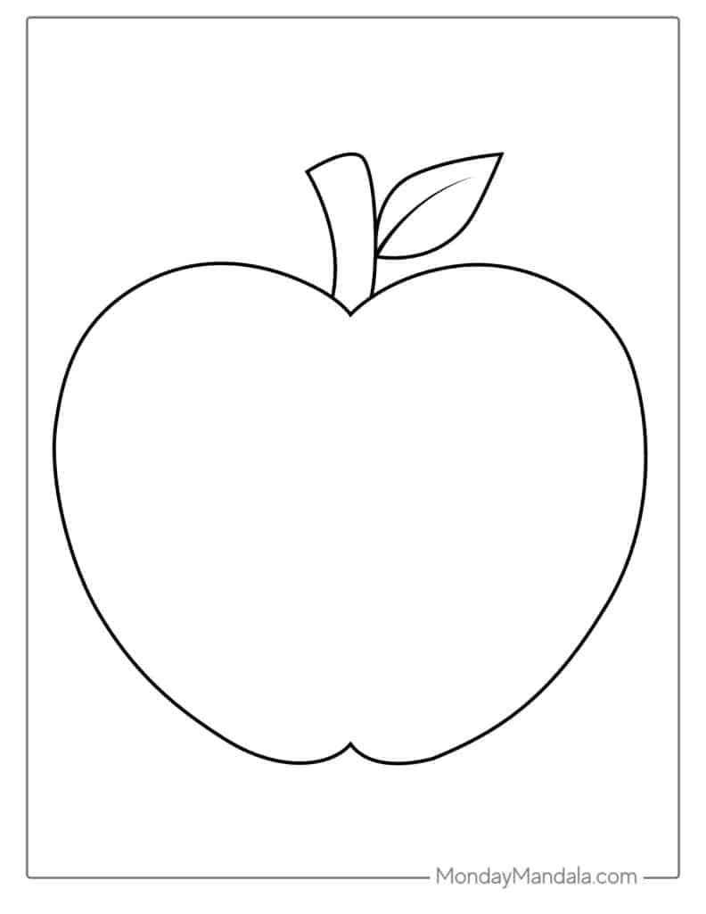Apple coloring pages free pdf printables