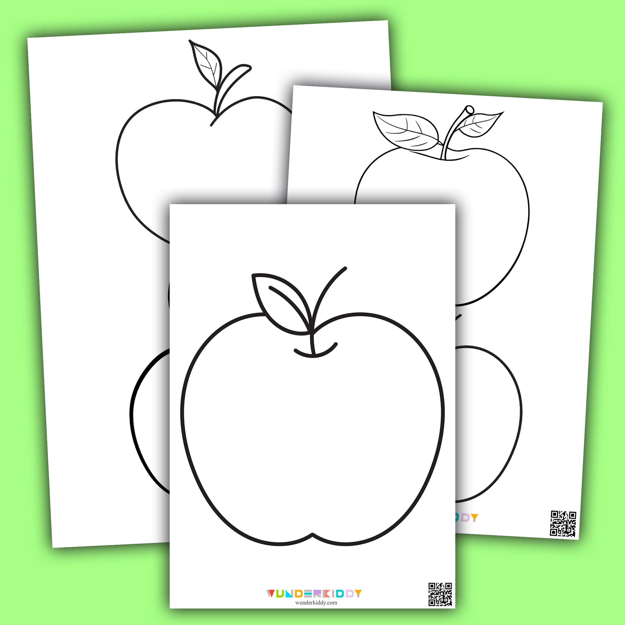Printable apple template and coloring pages for preschool