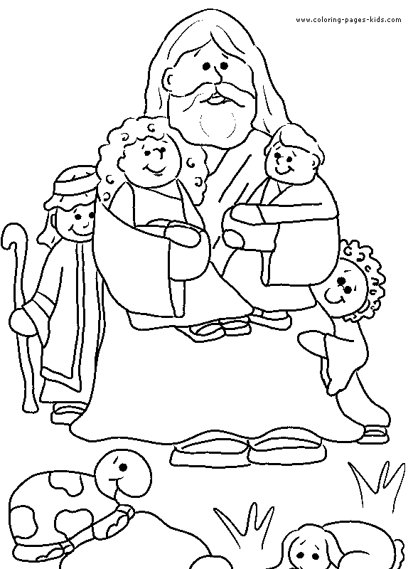 Jesus and children color page