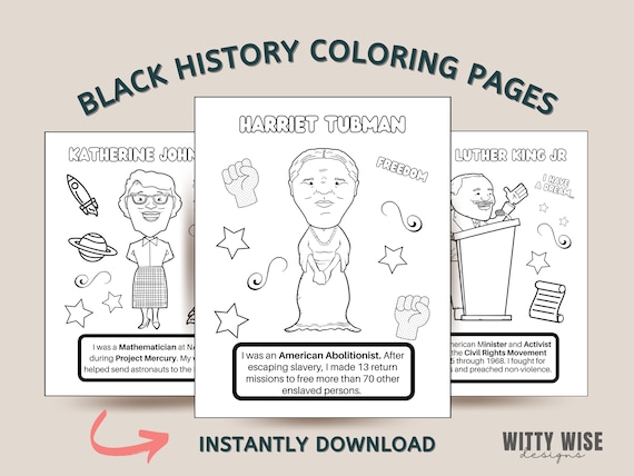 Black history coloring pages educational resources homeschool resources printable coloring pages instant download