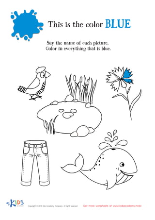 Learning color blue for toddlers and preschool pdf