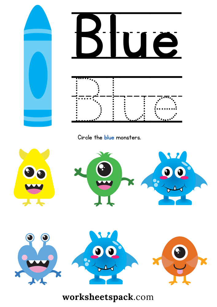 Blue color sheet printable free pdf color blue worksheet for preschool