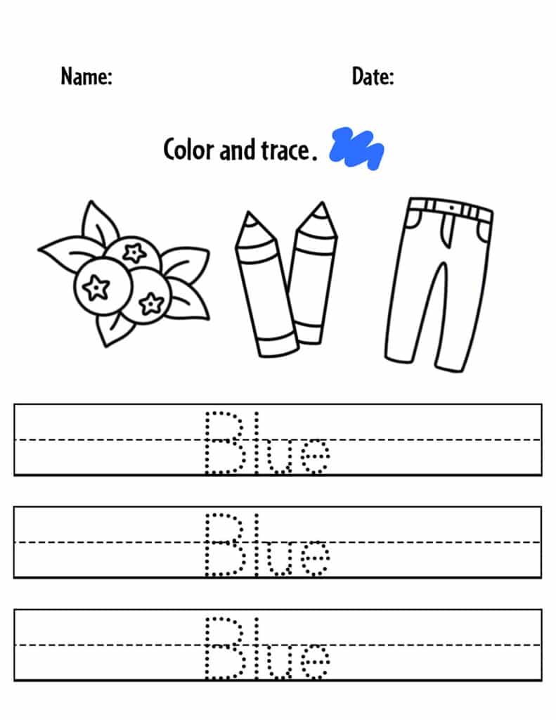 Blue color activities and worksheets for preschool â the hollydog blog