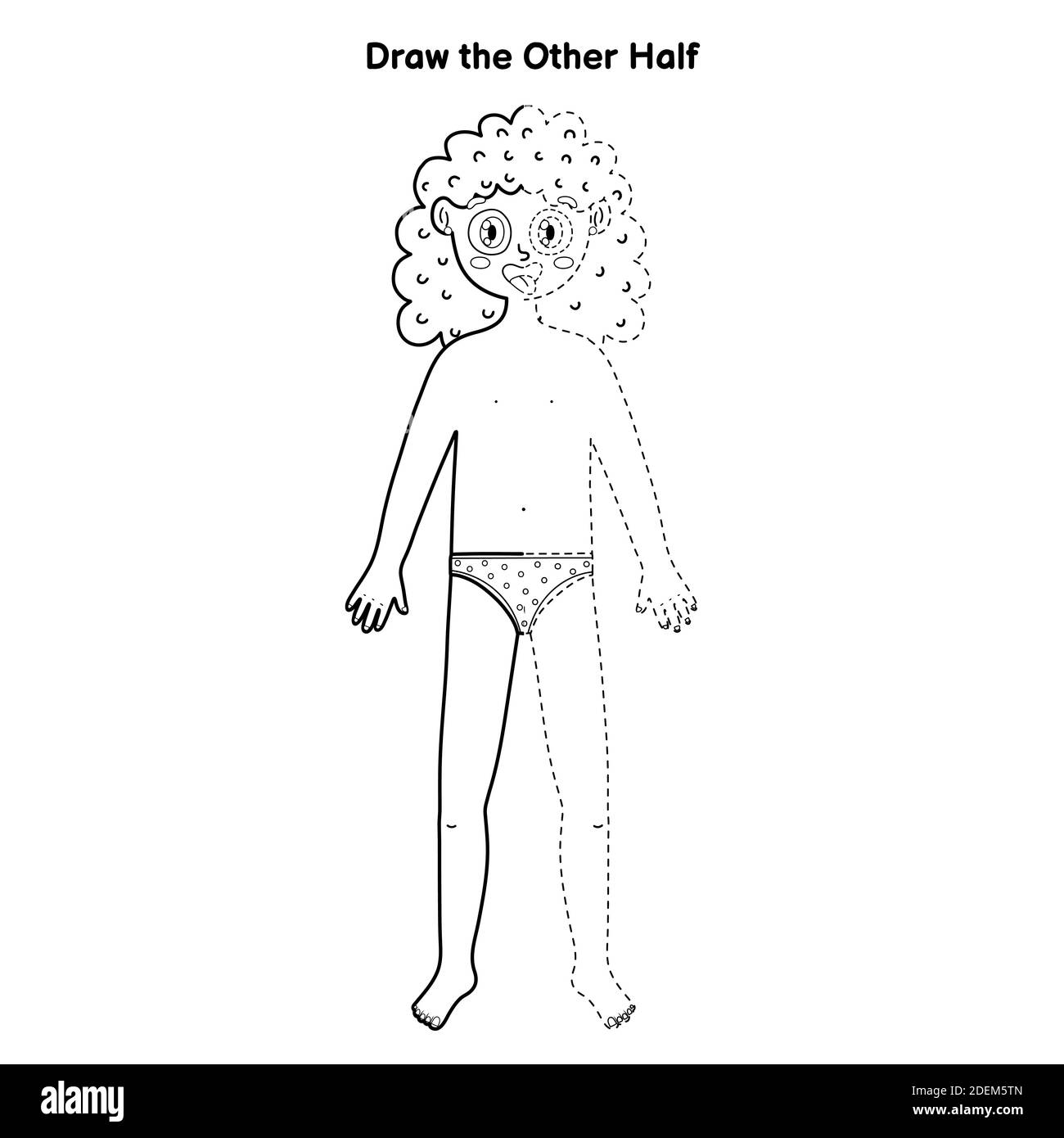 Draw the other half educational game for kids dot to dot activity coloring page stock vector image art
