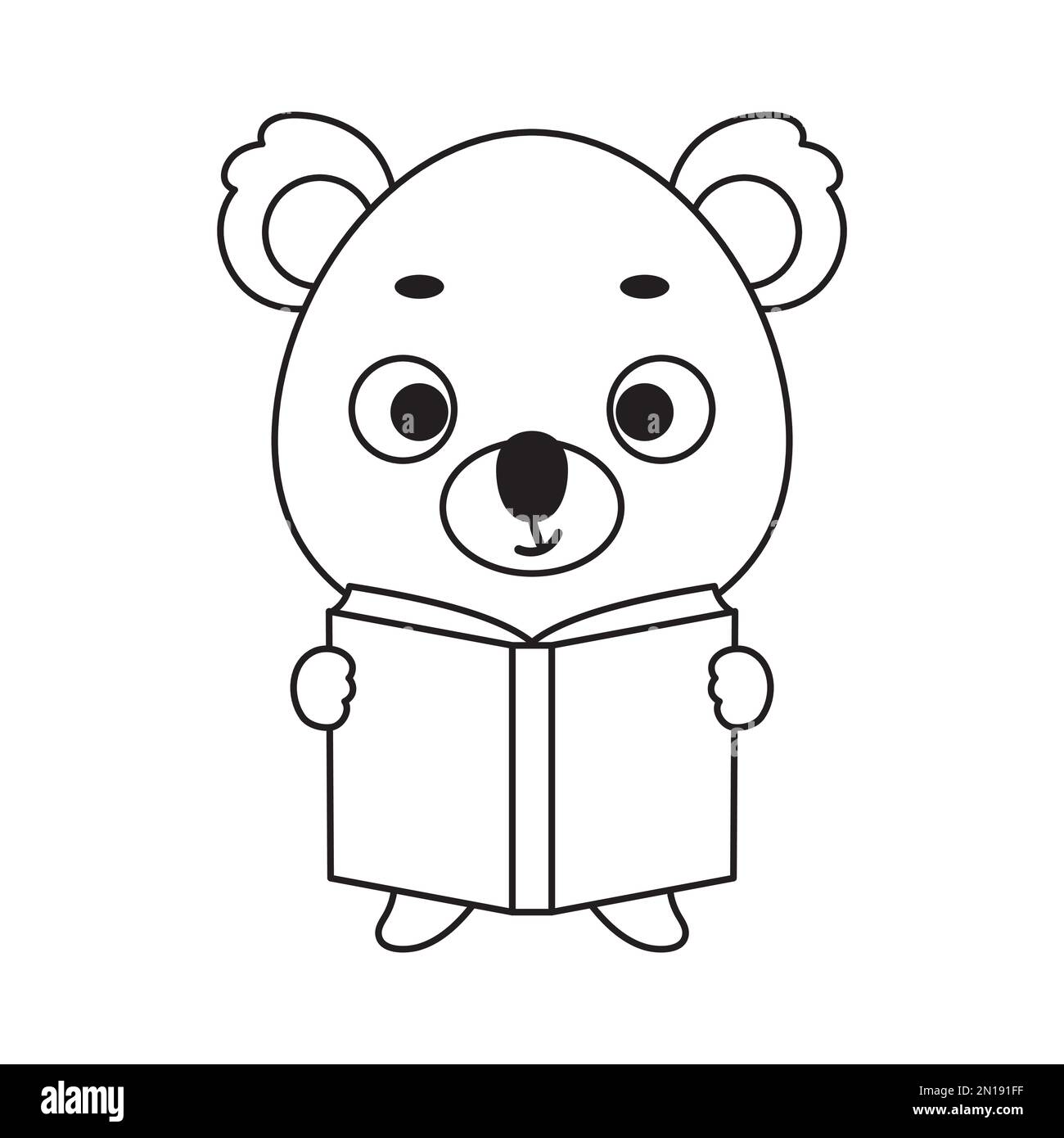 Coloring page cute little koala reads book coloring book for kids educational activity for preschool years kids and toddlers with cute animal vecto stock vector image art