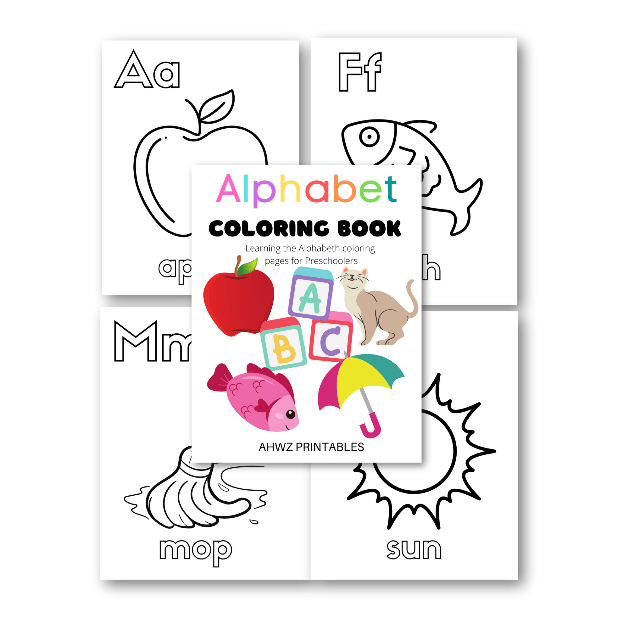 Preschool alphabet coloring book â at home with zan printables