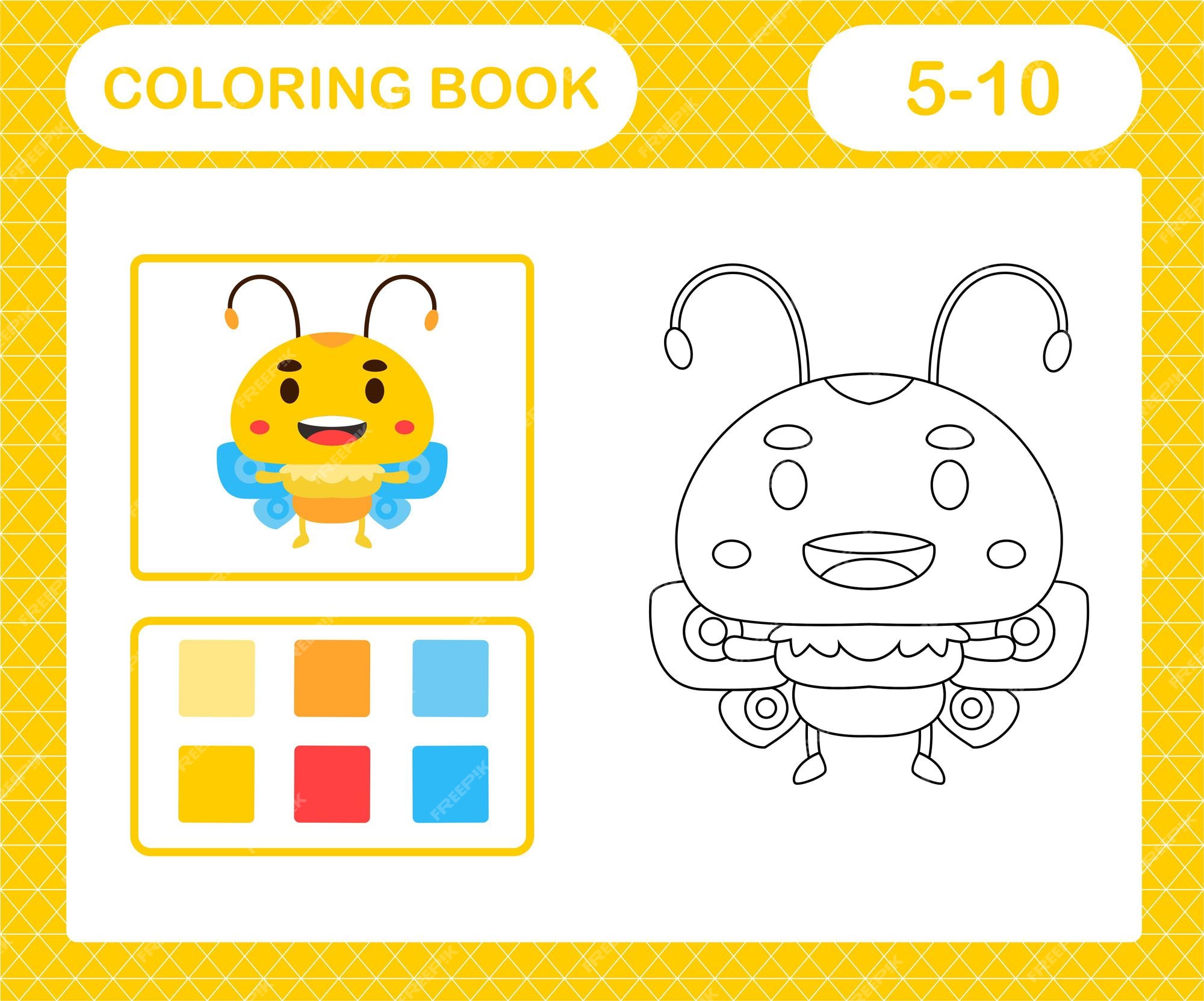 Premium vector coloring page insecteducation game for kindergarten and preschoolcoloring book game