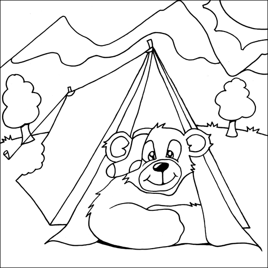 Teddy bear camping colouring my free colouring pages