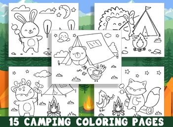 Fun camping coloring pages for preschool and kindergarten kids