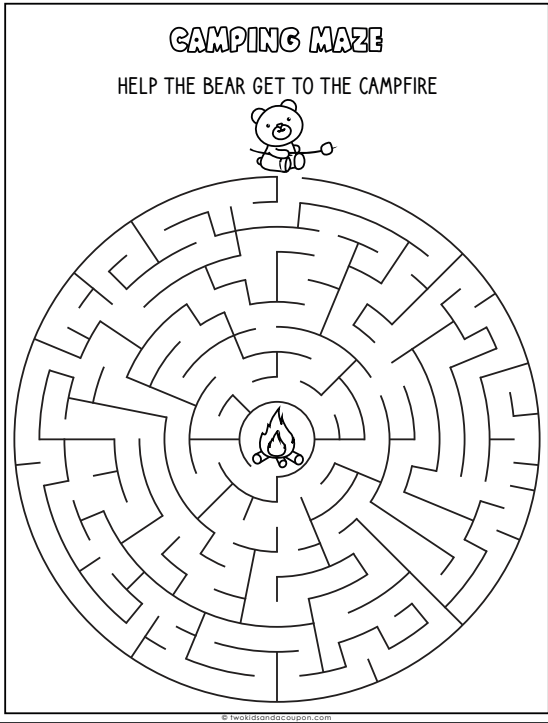 Free camping coloring pages and activity pages for kids