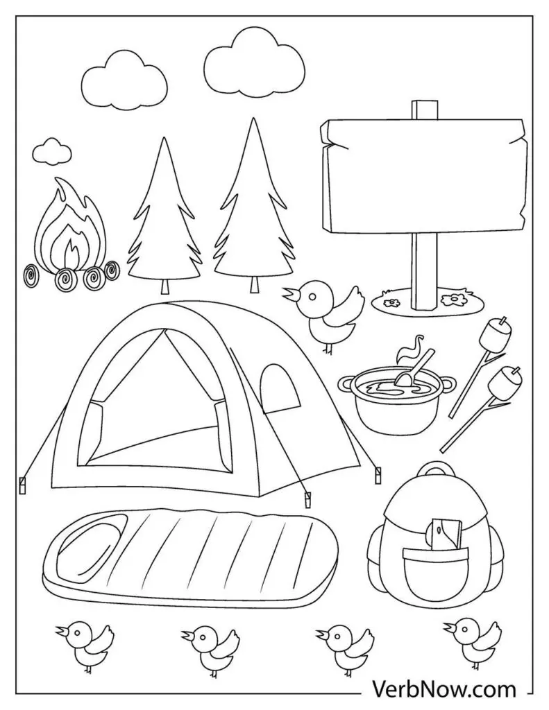 Free camping coloring pages book for download printable pdf