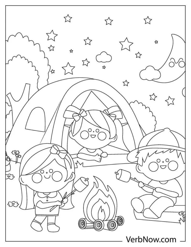 Free camping coloring pages book for download printable pdf