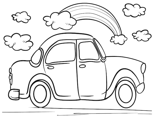 Premium vector car coloring page for kids line art vector blank printable design for children to fill in