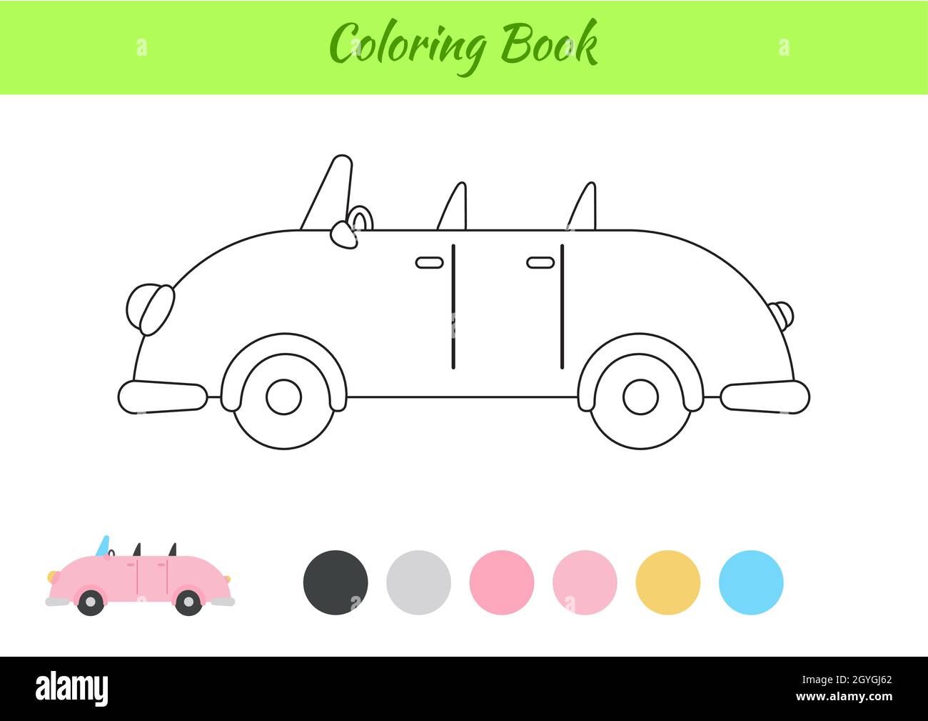Coloring book car for children educational activity page for preschool years kids and toddlers with transport printable worksheet cartoon colorful stock vector image art