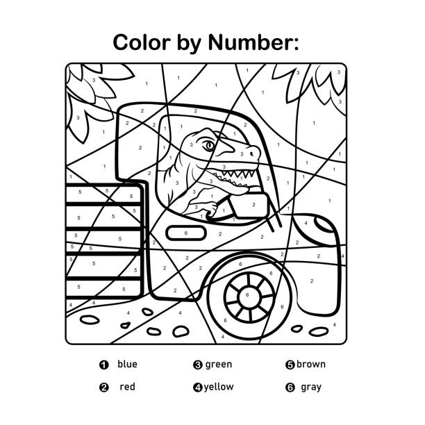Dinosaur coloring page kids preschool activity coloring template stock illustration