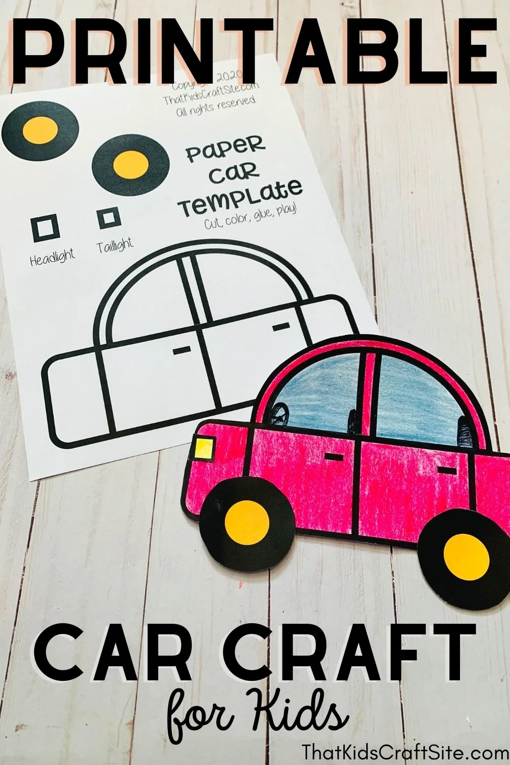 Free car printable craft for kids