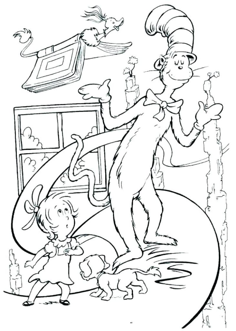 Cat in the hat coloring pages pdf