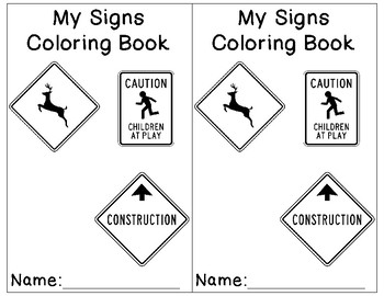 Signs coloring book by preschool productions tpt