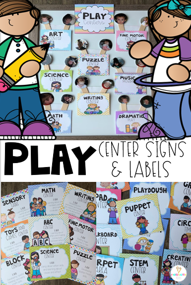 Play center labels and i am statements for preschool