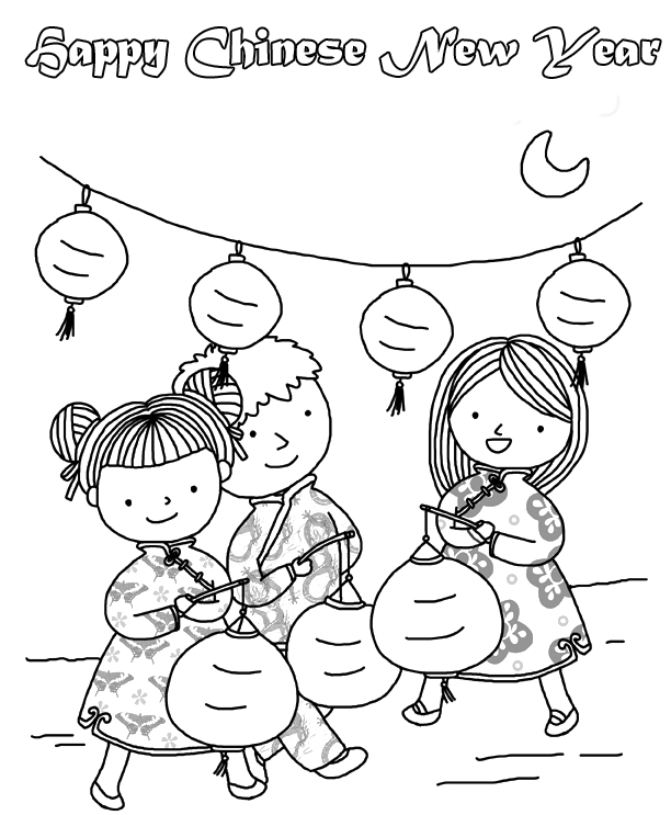 Chinese new year coloring pages