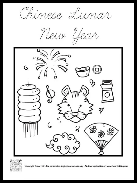 Chinese lunar new year coloring page printable cursive font â the art kit