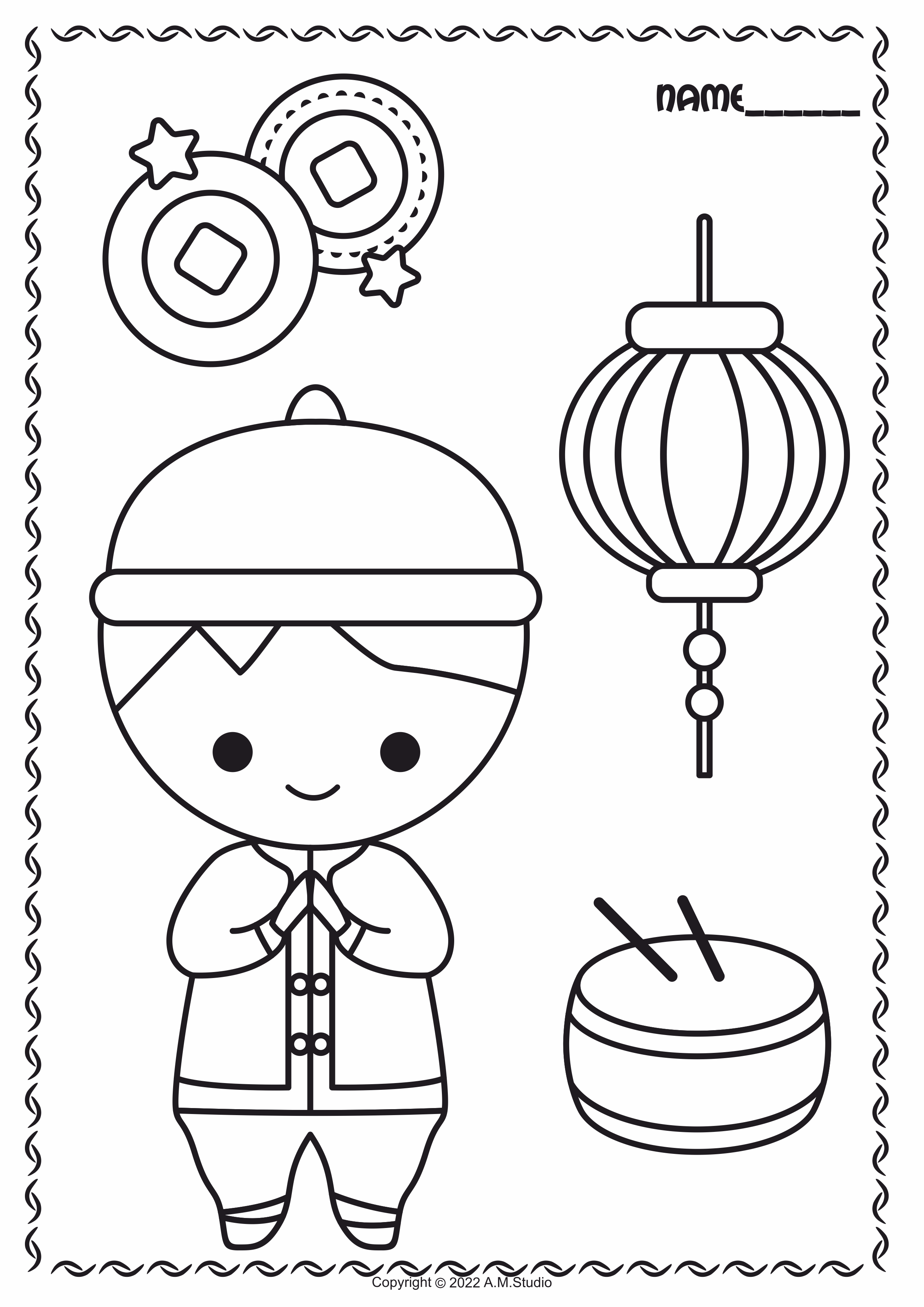 Chinese new year printable coloring pages for kids