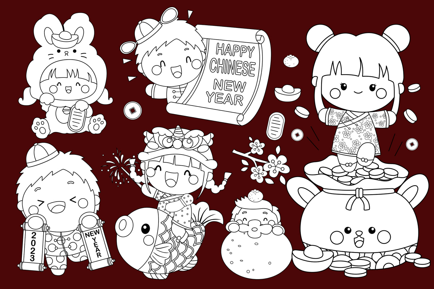 Year of the rabbit kids clipart