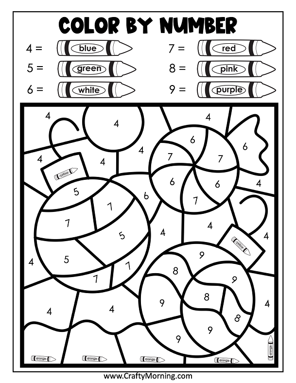 Christmas color by number printables
