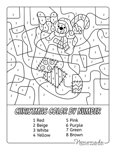 Free christmas color by number printables