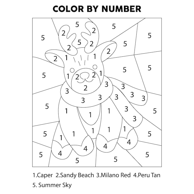 Premium vector christmas color by number coloring page