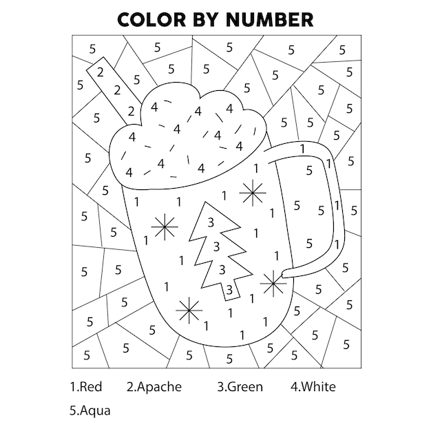 Premium vector christmas color by number coloring page