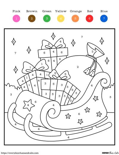Free printable christmas color by number pages for kids