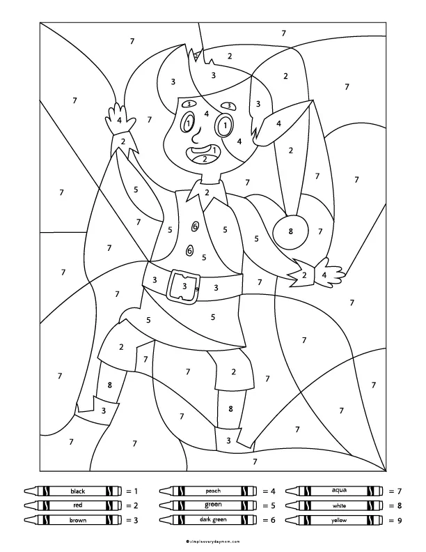 Christmas color by number worksheets for kids