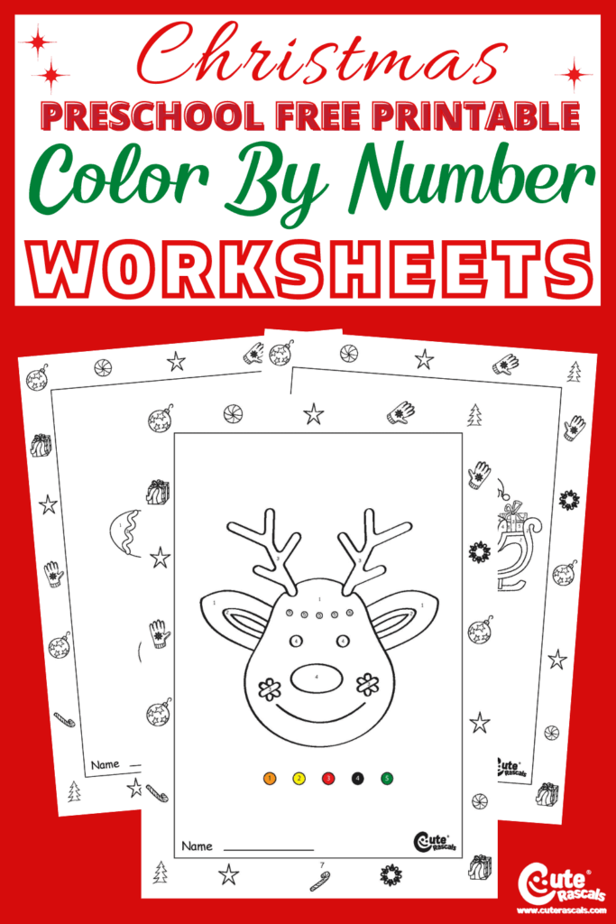 Christmas color by number worksheets